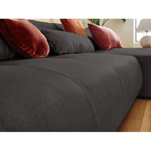 Onyx - Canapé Modulable D'angle Droit 5 Places - En Tissu Gris Foncé