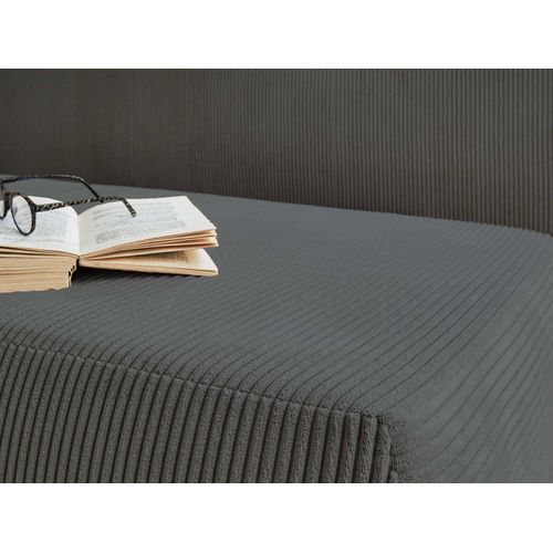 Canapé Droit Convertible 3 Places Cristal En Velours Côtelé Gris Foncé