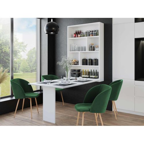 Mondrian - Table Murale Rabattable Avec Rangements - 4 Personnes Blanc