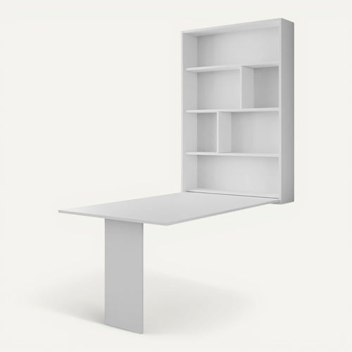 Mondrian - Table Murale Rabattable Avec Rangements - 4 Personnes Blanc