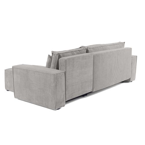 Cezanne - Canapé D'angle - 4 Places - Convertible Avec Coffre - En Velours Côtelé Gris Clair