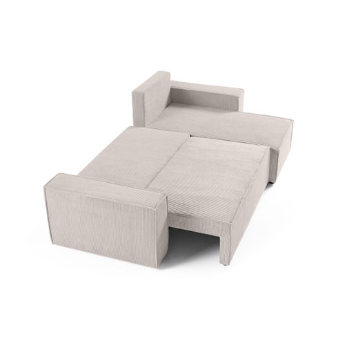 Cezanne - Canapé D'angle  - 4 Places - Convertible Avec Coffre - En Velours Côtelé Beige