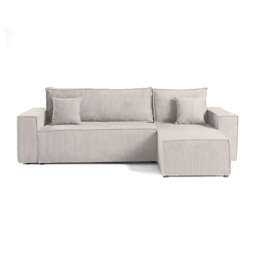 Cezanne - Canapé D'angle  - 4 Places - Convertible Avec Coffre - En Velours Côtelé Beige