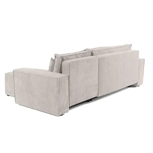 Cezanne - Canapé D'angle  - 4 Places - Convertible Avec Coffre - En Velours Côtelé Beige