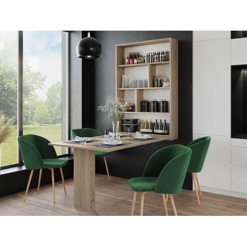Mondrian - Table Murale Rabattable Avec Rangements - 4 Personnes Bois