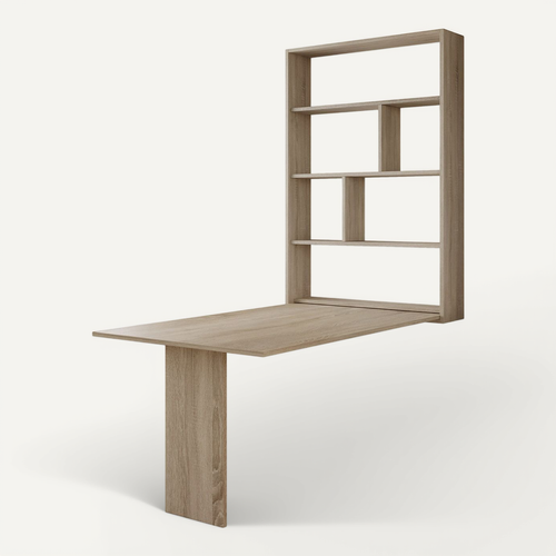 Mondrian - Table Murale Rabattable Avec Rangements - 4 Personnes Bois