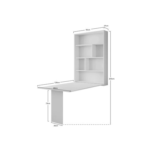 Mondrian - Table Murale Rabattable Avec Rangements - 4 Personnes Bois