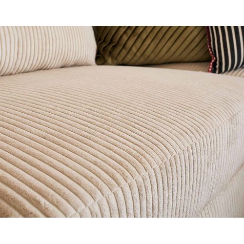 Canapé Angle Réversible Convertible 5 Places Aubepine En Velours Côtelé Beige