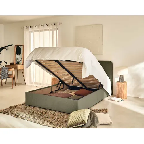 Goyave - Lit Coffre - 160x200 - En Tissu - Sommier Inclus Vert