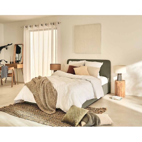 Goyave - Lit Coffre - 160x200 - En Tissu - Sommier Inclus Vert