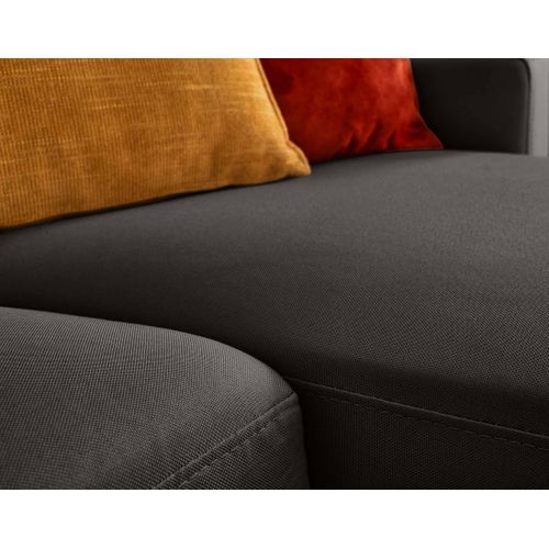 Vianon - Canapé D'angle Modulable 3 Places + 1 Pouf - En Tissu Gris Foncé