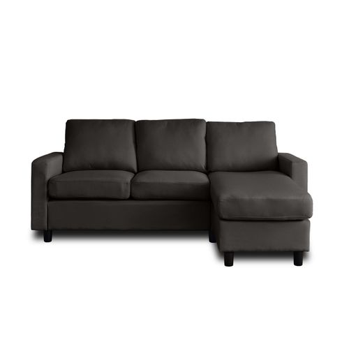 Vianon - Canapé D'angle Modulable 3 Places + 1 Pouf - En Tissu Gris Foncé