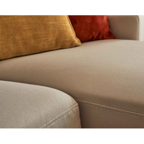 Vianon - Canapé D'angle Modulable 3 Places + 1 Pouf - En Tissu Beige