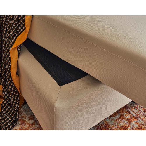 Vianon - Canapé D'angle Modulable 3 Places + 1 Pouf - En Tissu Beige