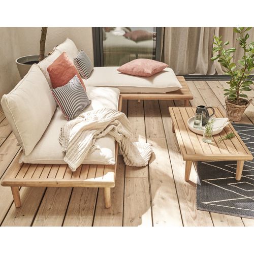 Papeete - Salon Bas De Jardin 4 Places + Table - En Bois D'acacia Fsc  100%