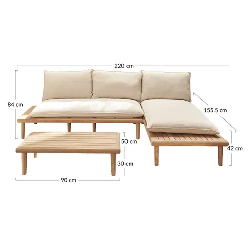 Papeete - Salon Bas De Jardin 4 Places + Table - En Bois D'acacia Fsc  100%