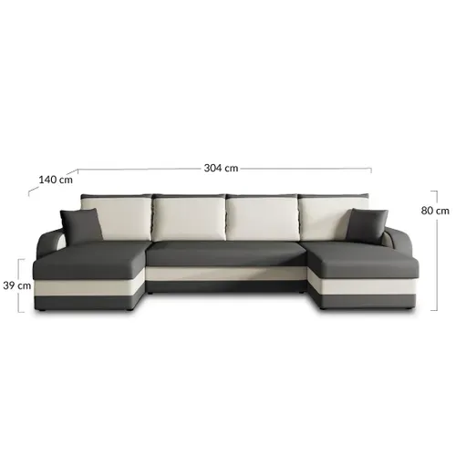 Valos - Canapé Panoramique 7 Places Convertible Coffre En Velours Noir / Gris