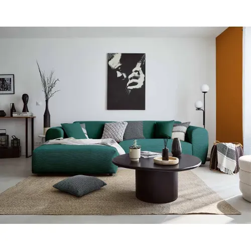 Aumance - Canapé D'angle Gauche 4 Places - En Velours Côtelé Bleu Canard