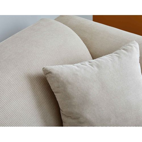 Aumance - Canapé D'angle Gauche 4 Places - En Velours Côtelé Beige