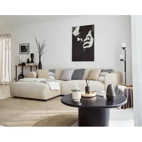 Aumance - Canapé D'angle Gauche 4 Places - En Velours Côtelé Beige