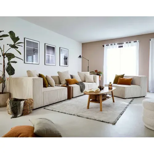 Colombine - Canapé Modulable D'angle Droit - 6 Places - En Velours Côtelé Beige