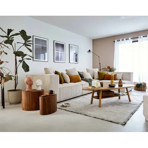 Colombine - Canapé Modulable D'angle Droit - 6 Places - En Velours Côtelé Beige