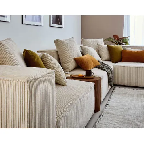 Colombine - Canapé Modulable D'angle Droit - 6 Places - En Velours Côtelé Beige