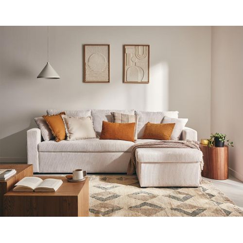 Cyrus - Canapé D'angle Réversible 4 Places - Convertible Avec Coffre - En Velours Côtelé