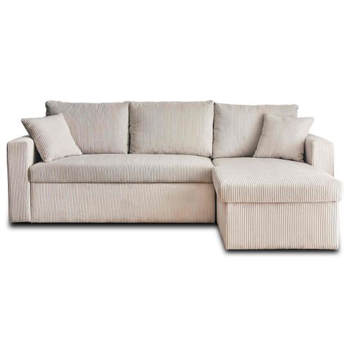 Cyrus - Canapé D'angle Réversible 4 Places - Convertible Avec Coffre - En Velours Côtelé