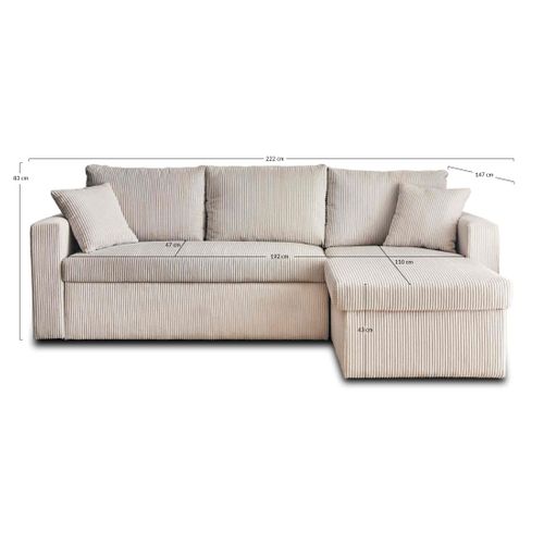 Cyrus - Canapé D'angle Réversible 4 Places - Convertible Avec Coffre - En Velours Côtelé
