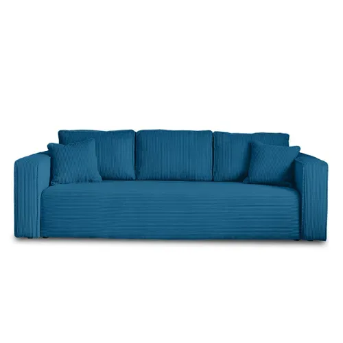 Canapé  Convertible 3 Places Topaze En Velours Côtelé Bleu Ardoise