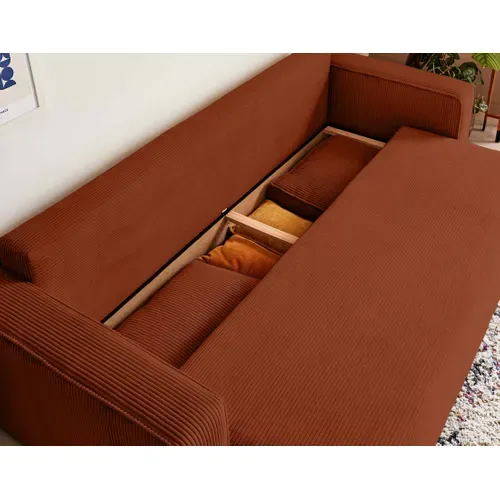 Canapé  Convertible 3 Places Topaze En Velours Côtelé Terracotta