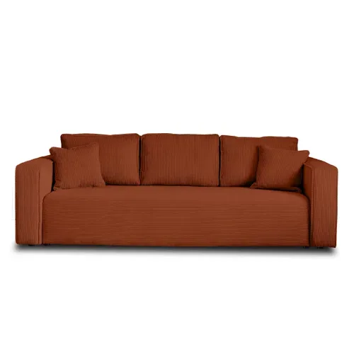 Canapé  Convertible 3 Places Topaze En Velours Côtelé Terracotta