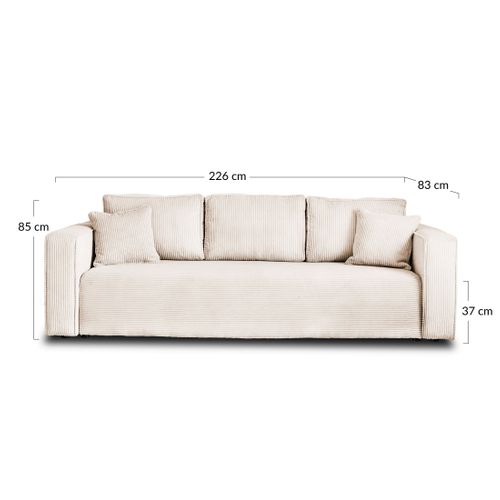 Canapé  Convertible 3 Places Topaze En Velours Côtelé Terracotta