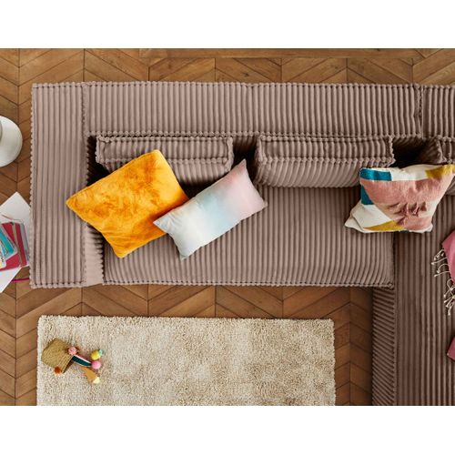 Stella - Canapé D'angle Droit - 4 Places - En Velours Côtelé Grosses Côtes Taupe