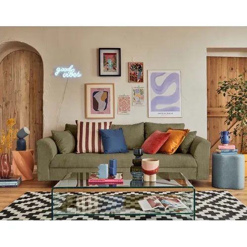 Rune - Canapé 3 Places - En Velours Côtelé Vert