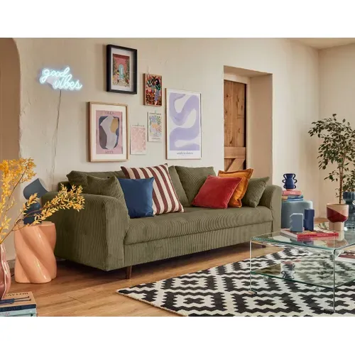 Rune - Canapé 3 Places - En Velours Côtelé Vert