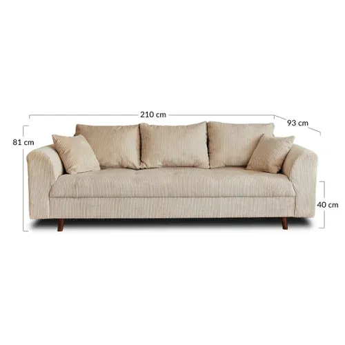 Rune - Canapé 3 Places - En Velours Côtelé Vert