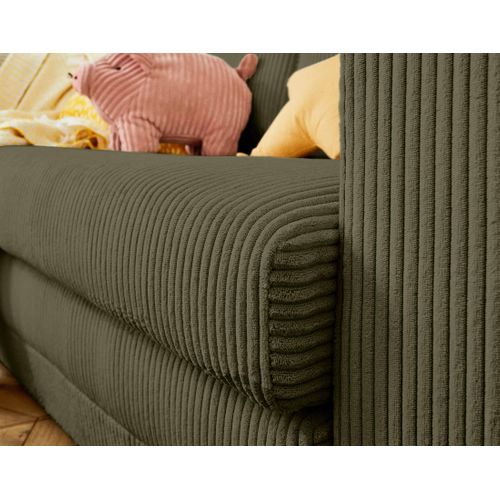 Canapé Droit Convertible 2 Places Marilia En Velours Côtelé Vert