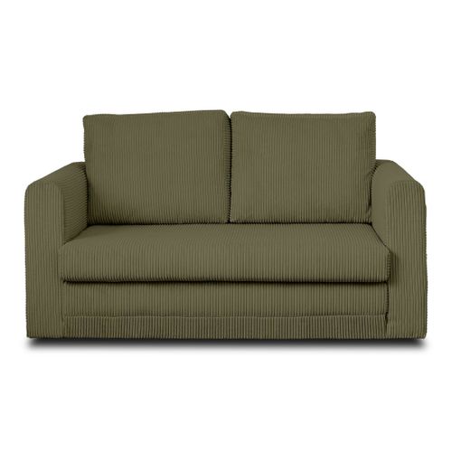 Canapé Droit Convertible 2 Places Marilia En Velours Côtelé Vert