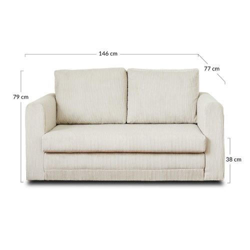 Canapé Droit Convertible 2 Places Marilia En Velours Côtelé Vert