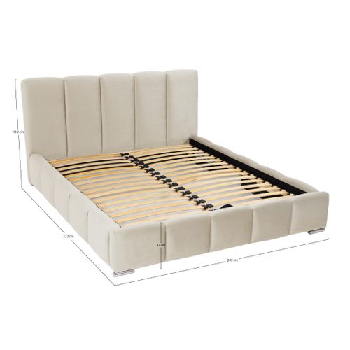 Torreon - Lit Coffre - 180x200 - Sommier Inclus - En Velours Beige
