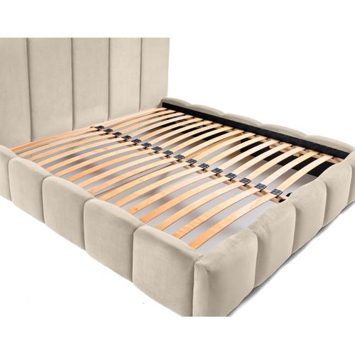 Torreon - Lit Coffre - 180x200 - Sommier Inclus - En Velours Beige