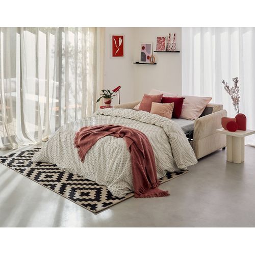 Canapé Droit 2 Places Maho En Velours Côtelé Beige