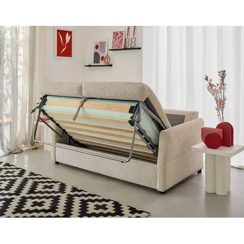 Canapé Droit 2 Places Maho En Velours Côtelé Beige