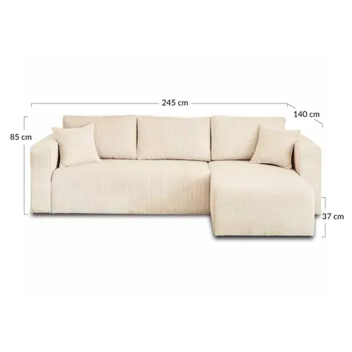 Canapé Angle Réversible Convertible 4 Places Topaze En Velours Texturé Terracotta