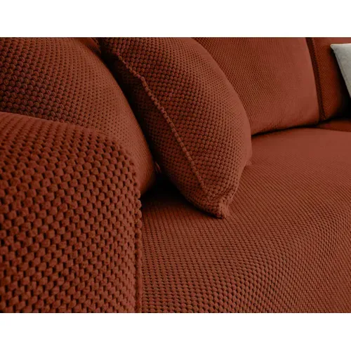 Canapé Angle Réversible Convertible 4 Places Topaze En Velours Texturé Terracotta