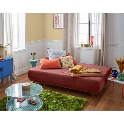 Canapé  Convertible 3 Places Cristal En Velours Texturé Rose