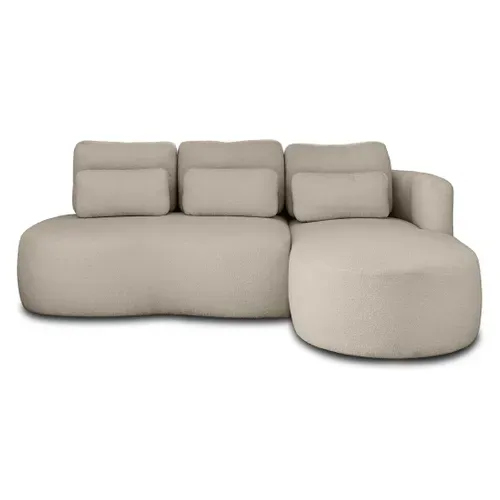 Canapé Angle Droit Convertible 4 Places Mahina En Tissu Bouclette Taupe