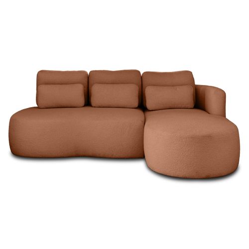 Canapé Angle Droit Convertible 4 Places Mahina En Tissu Bouclette Rouille